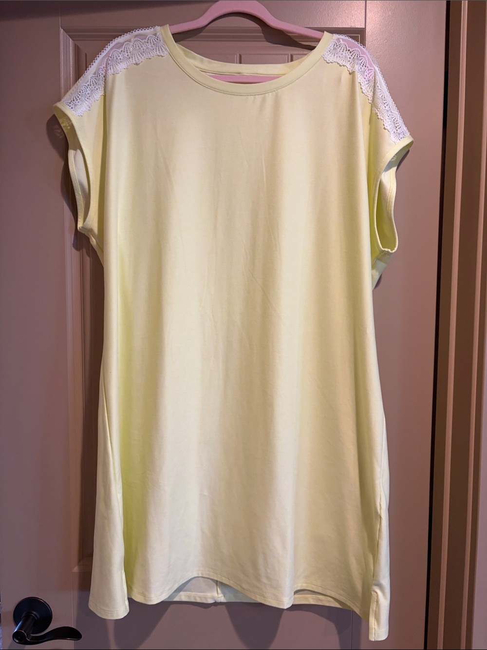 VOGLIO Penningtons Pastel Yellow Lace Shoulder Lounge Dress Tunic Size X